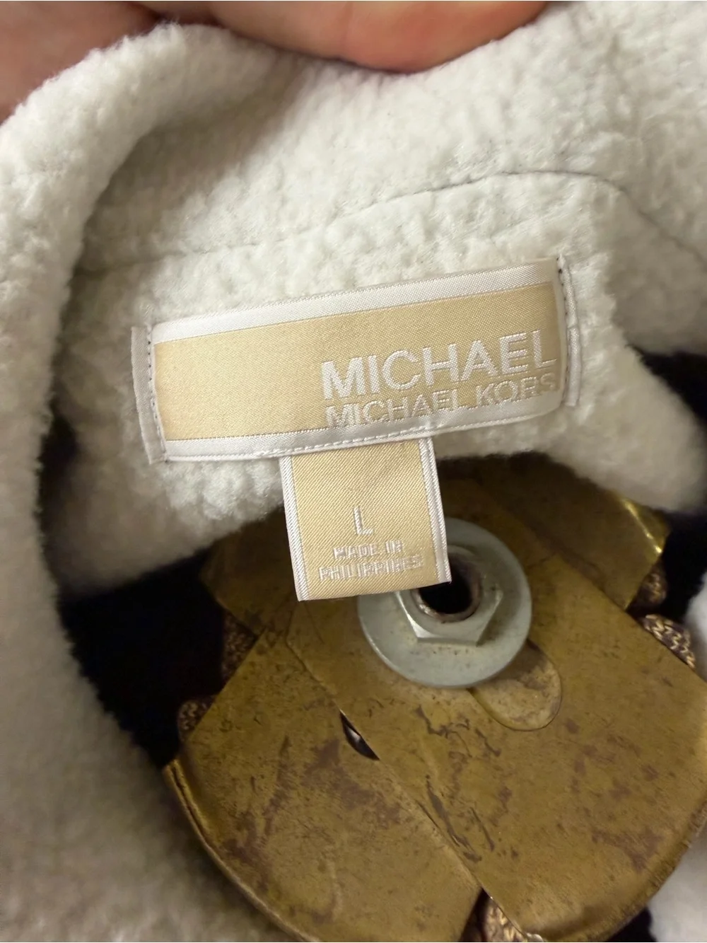 Michael Michael Kors Olive Green Sherpa Moto Jacket Women’s Large